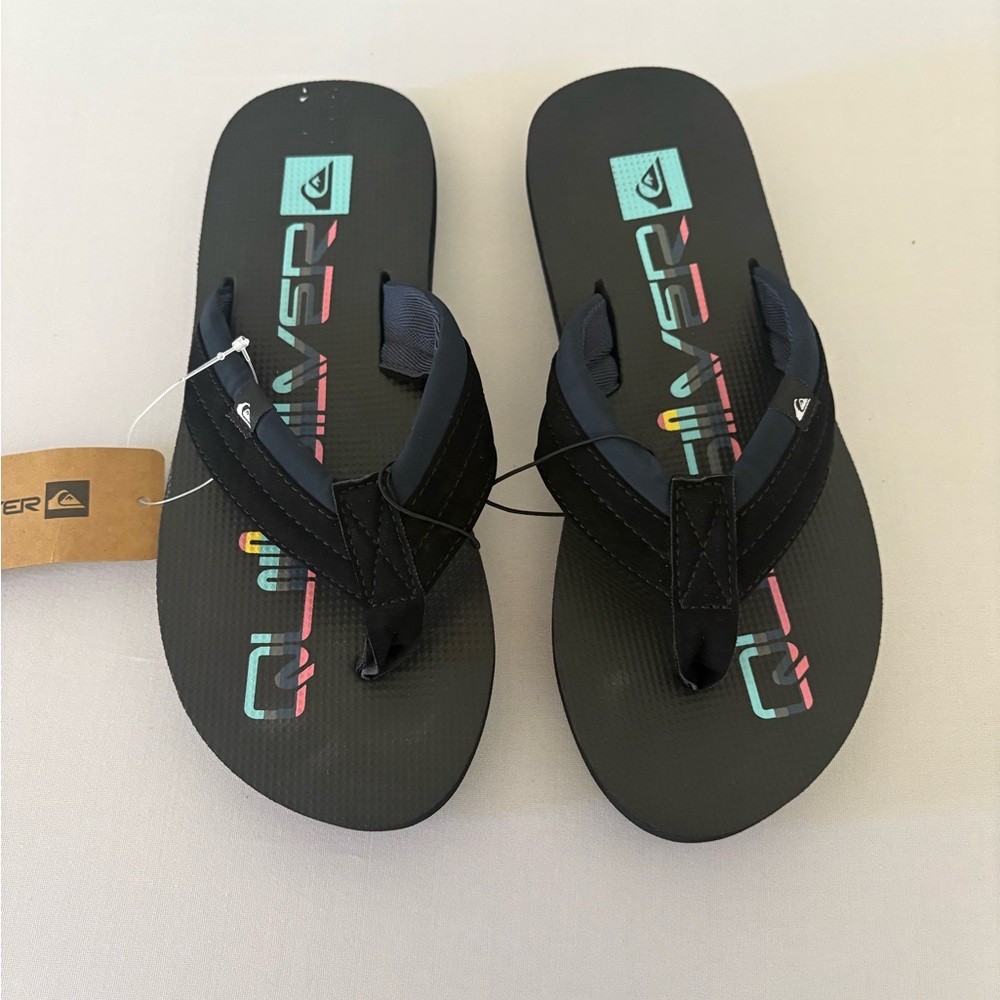 Quiksilver Black Sandals with Colorful Logo